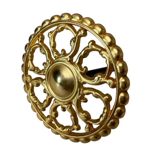 Drapery Tie Backs WTW Set of 4 Rosettes Goldtone Metal Brass Curtain Accessory - Picture 2 of 9